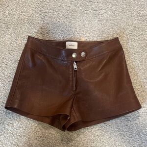 Wilfred Chocolate Brown High-Waist Faux Leather Shorts